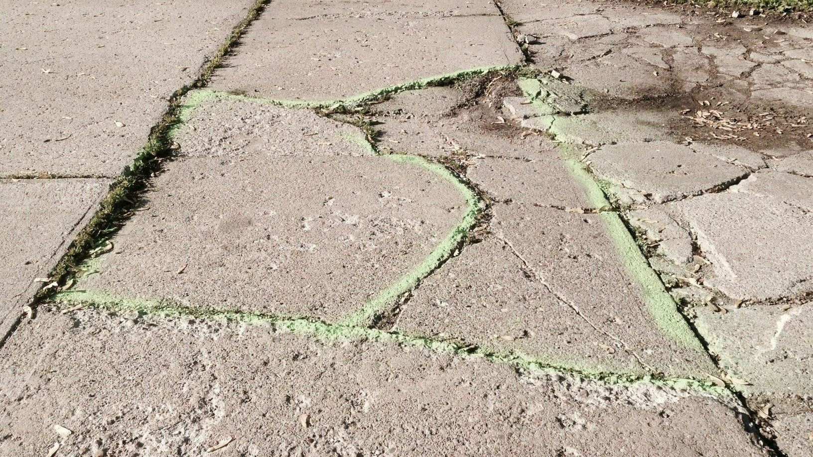 Damaged sidewalk